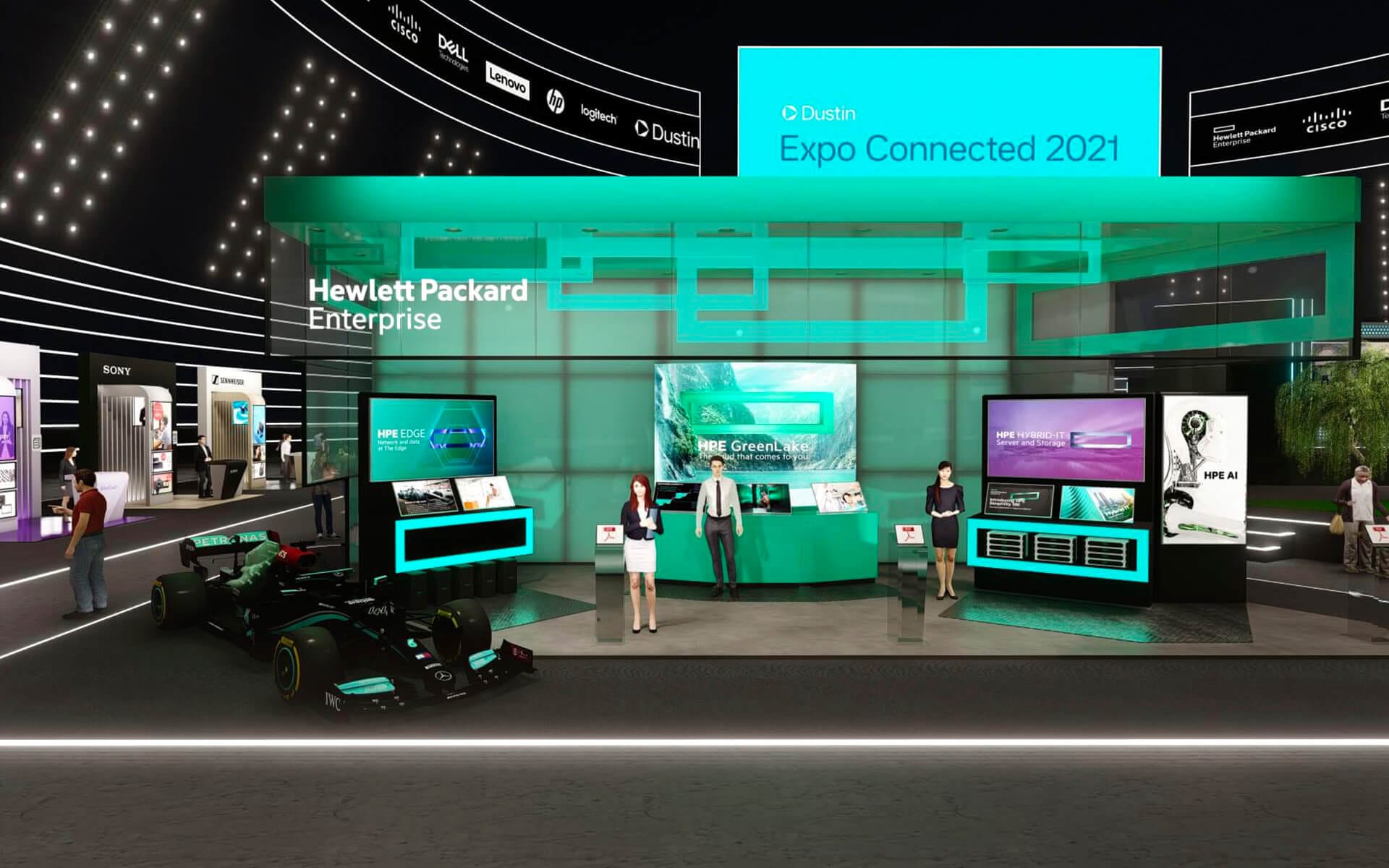 Virtuell 3d monter för Hewlett Packard Enterprise HPE på Dustin Expo Connected