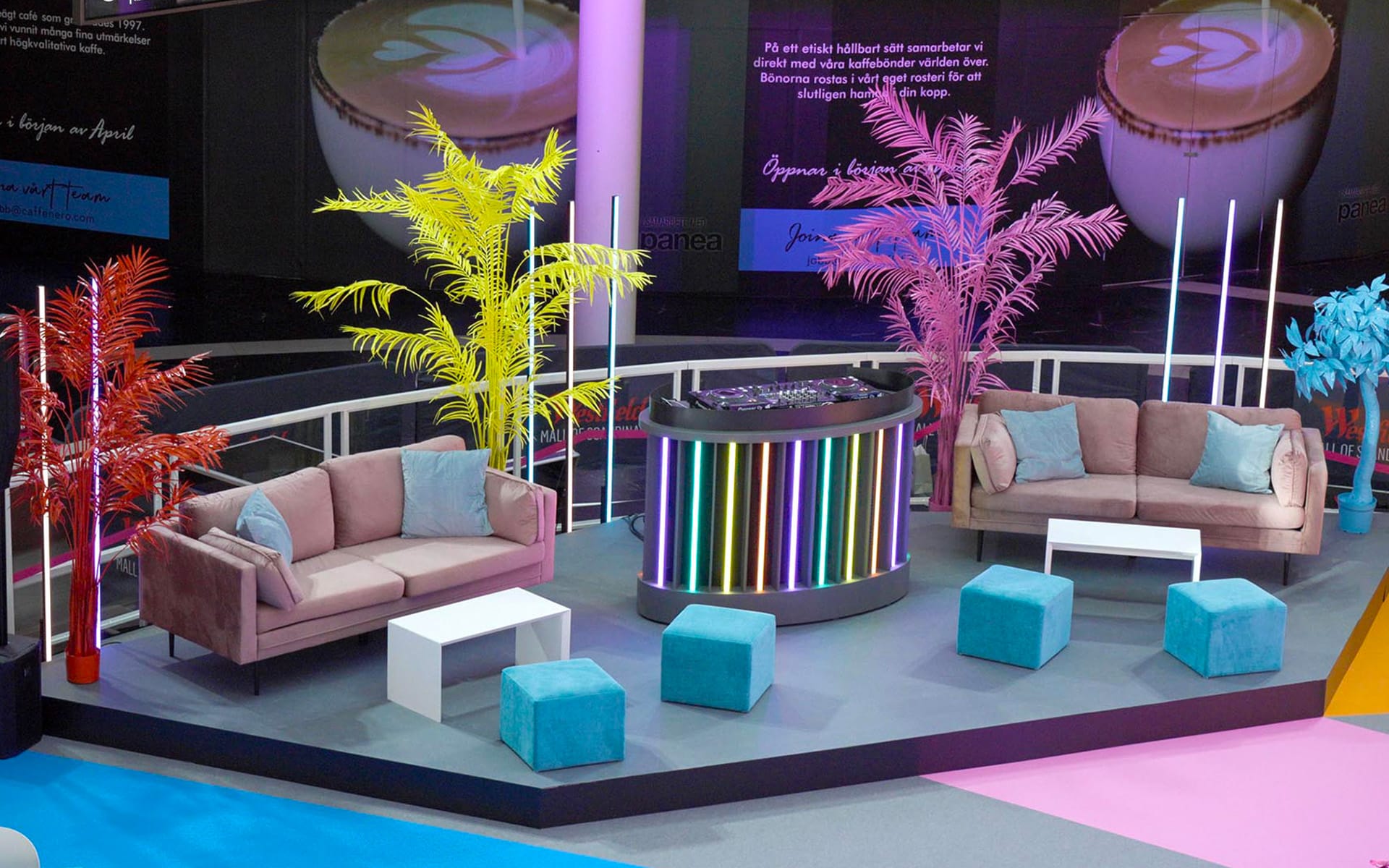 Lounge i pastellfärger till Melodifestivalen event på Mall of Scandinavia MOS