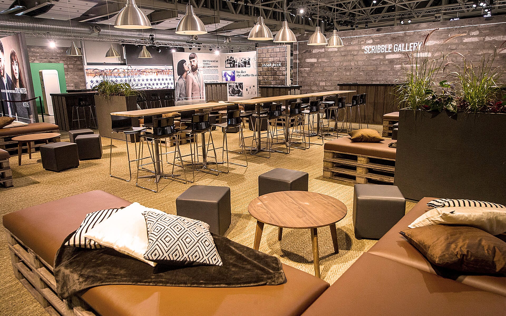 Rustik lounge till event på Stockholmsmässan