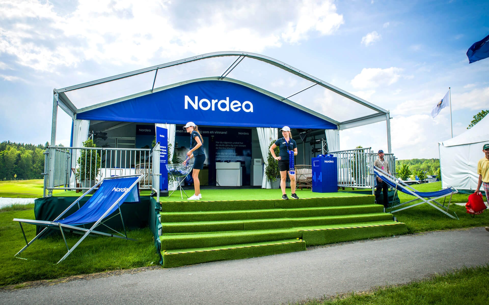 Branding och inredning till tält på Nordea Masters på Bro Hof golf klubb