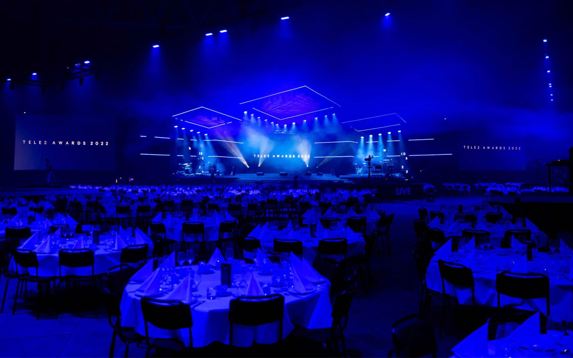 Scenen för Tele2 Awards 2022 företagsevent på Tele2 Arena